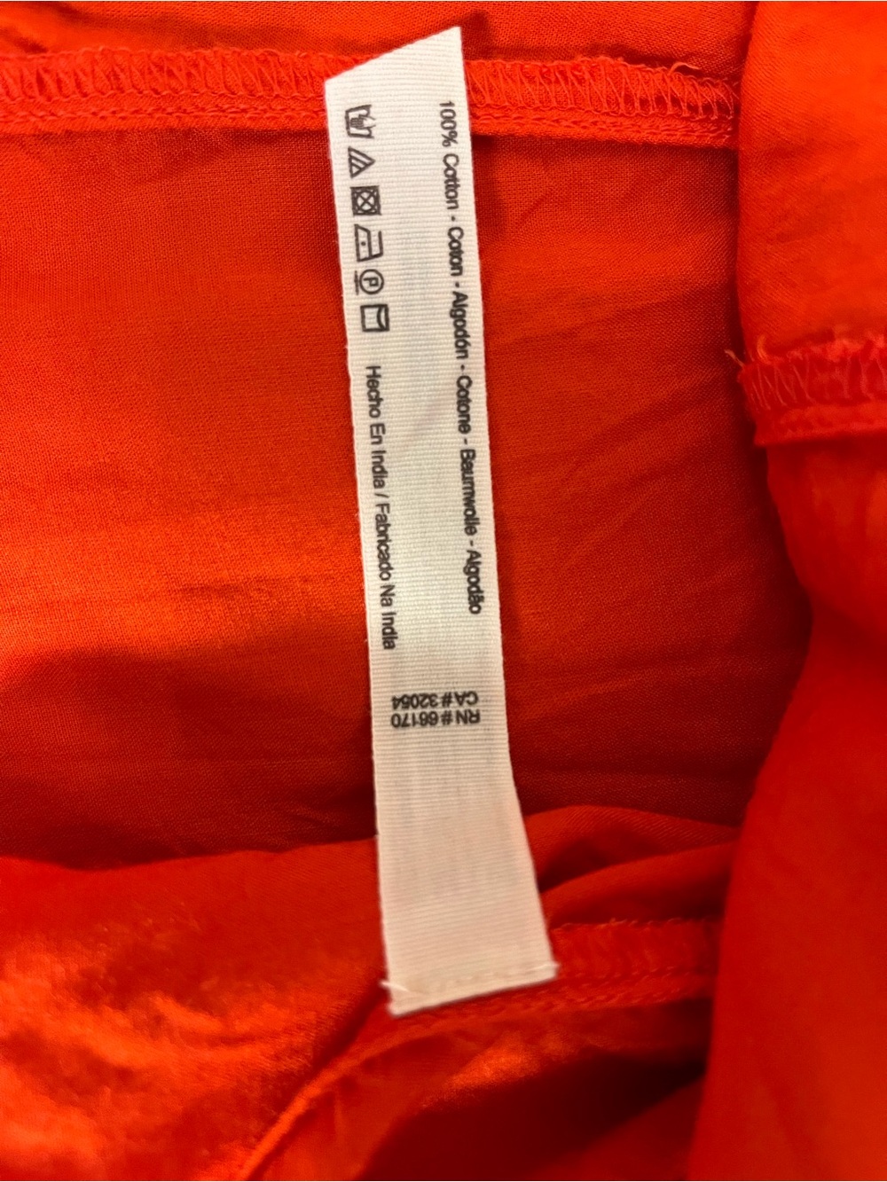 Free people 100% Cotton Orange Red Poppy Midi Dress with Smocked Back.  Small. - Picture 5 of 7